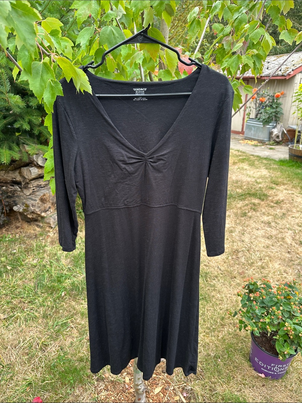 Toad&Co Black Long-Sleeve V-Neck Knit Dress